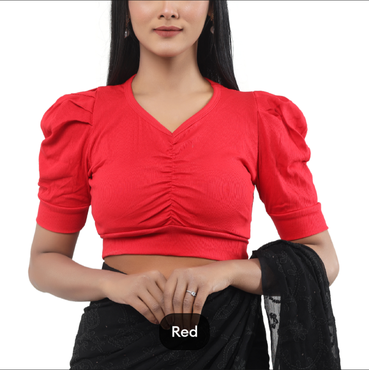 đ Half Sleeve Short Body Crop Top Blouse for Fashionable Girls