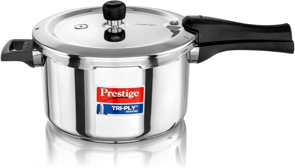 Prestige Triply Outer Lid Induction Compatible Pressure Cooker |Stainless Steel| Deep Lid Spillage Control | Even heat distribution- 3 Ltrs